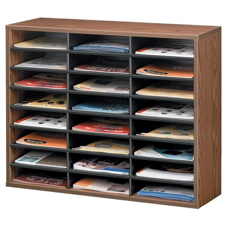Fellowes 25043 Literature Organizer, 24 Letter Sections, 29 x 11 7/8 x 23 7/16, Medium Oak