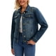 thumbnail image 4 of Chaqueta de mezclilla para mujer INSPIRE CHIC con cuello de solapa, manga larga, botón, casual, talla XL, azul, 4 of 6