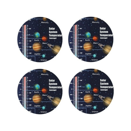 

Matuu Solar System for Cup Coasters Set of 4 Leather Coasters Desk Coasters for Office Measures 4” x 4”-Round Shape