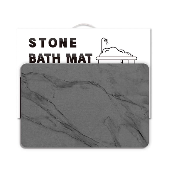 Stone Bath Mat Diatomaceous Earth Shower Mats Super Absorbent Diatomite Stone Bath Mats for Bathroom Quick Drying(23.6''15.4" Gray Marble)