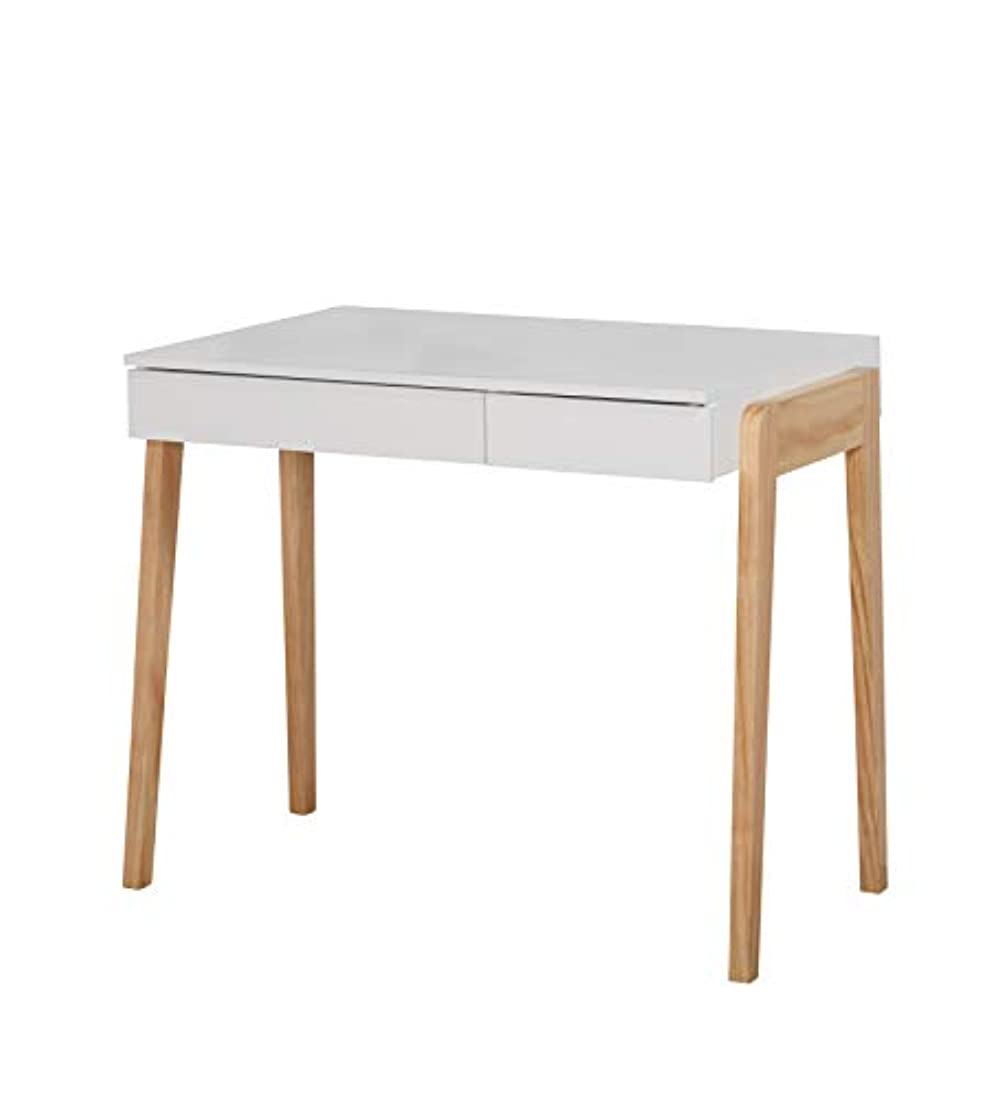 The Mezzanine Shoppe Riley Modern Two Tone Home Office Desk and Stool Set, 2 Piece, White