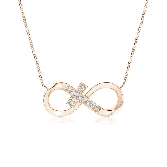 ANGARA Natural Diamond Sideways Infinity Cross Pendant in 14K Rose Gold for Women (Size-1mm| Color-G| Clarity-VS2) | April Birthstone, Anniversary, Jewelry Gift for Women | Natural Diamond Necklace