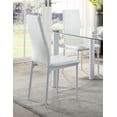 thumbnail image 2 of Modern Dining Chairs Set of 2pc White Metal Finish Faux Leather Upholstered Dining Furniture, 2 of 6