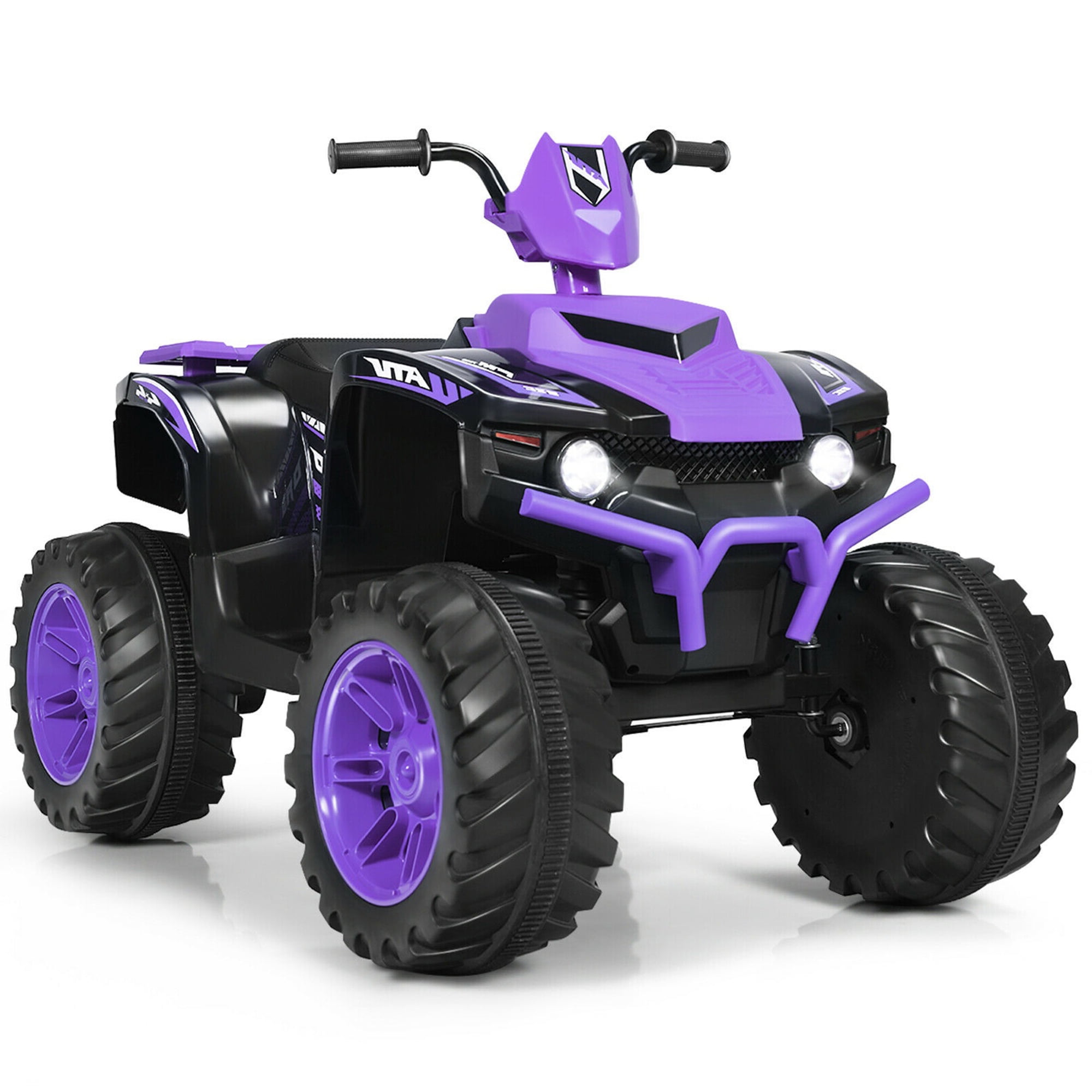 Gymax 12V Electric Kids Ride On Car ATV 4-Wheeler Quad w/ Music LED Light Purple