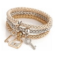 thumbnail image 3 of 3 Piezas Pulsera Mujer Heart Charm Promoción Set dorado, 3 of 3