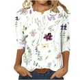 thumbnail image 1 of Hauts à Manches 3/4 pour Femmes Mode pour Femmes T-Shirt Ample Imprimé Mi-Long Blouse à Manches 3/4 Col Rond Hauts Décontractés T-Shirts pour Femmes Mode T-Shirts à Manches 3/4 pour Femmes, 1 of 5