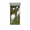 thumbnail image 2 of Ambesonne Animal Fitted Sheet & Pillow Sham Set, Farm Life with Goats, Queen, White Green, 2 of 3