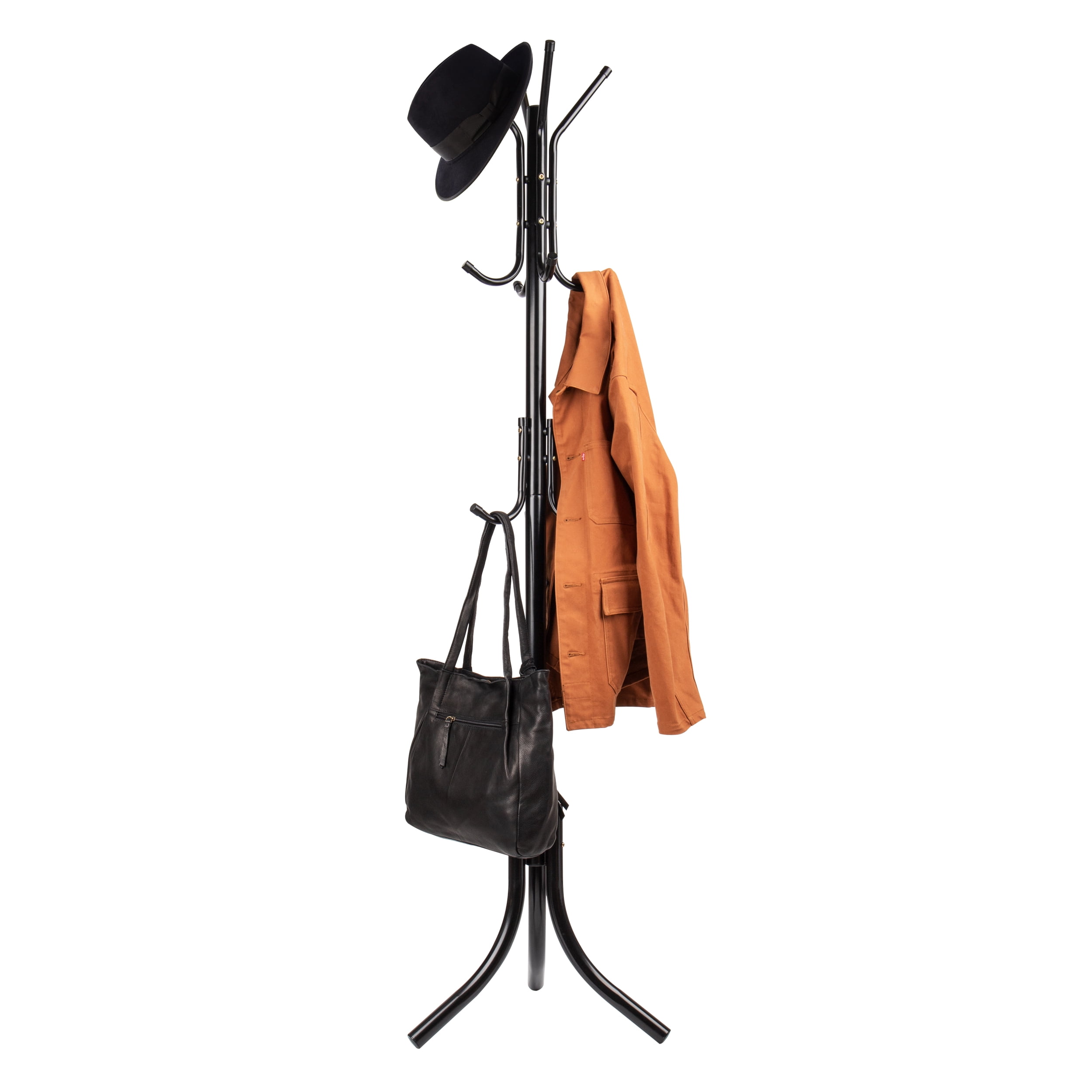 Black Coat/Hat/Jacket/Umbrella Stand Floor Standing Rack Clothes Hanger Hooks 