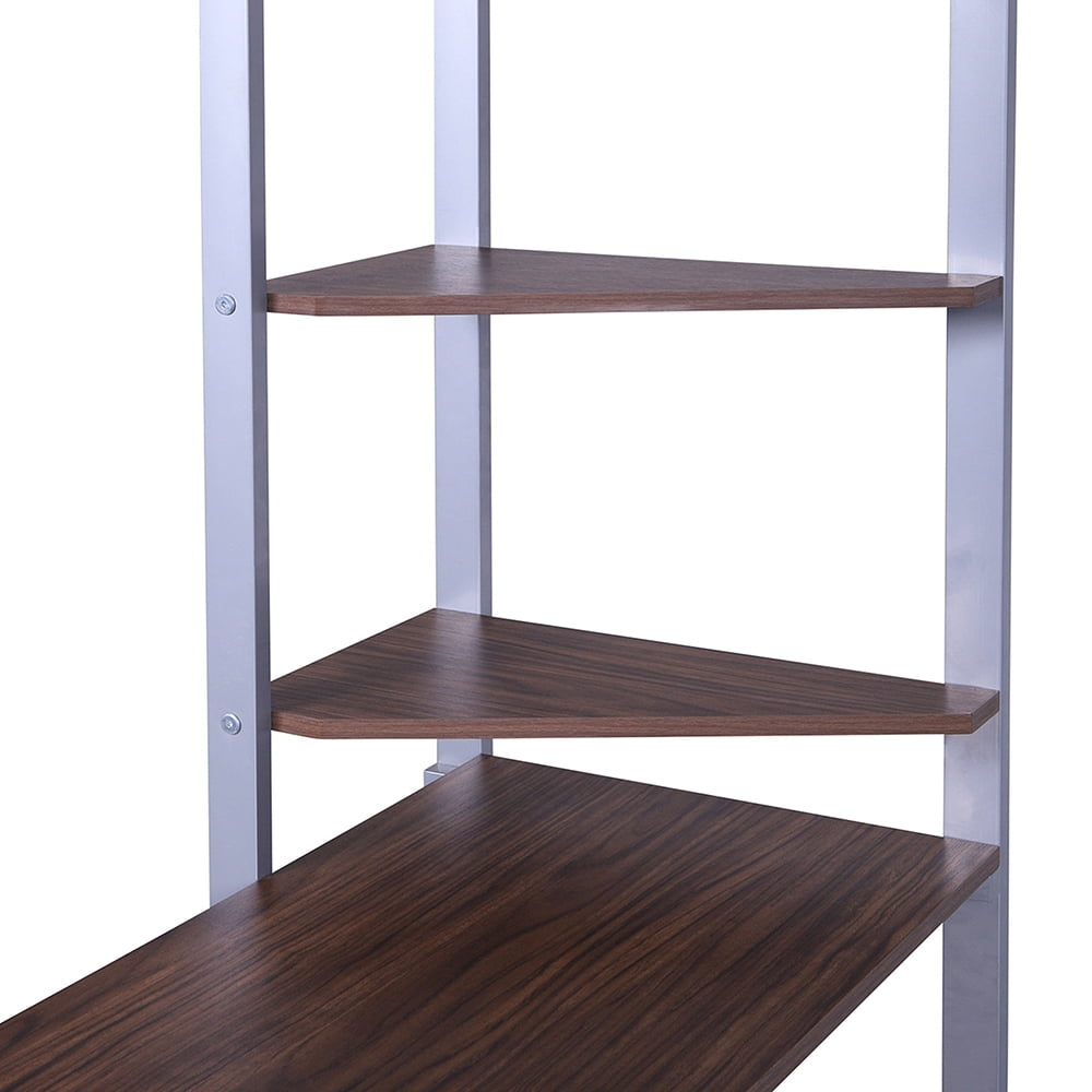 Kepooman Full Size Metal Loft Bed with 2 Shelves and one Desk ,Silver Kepooman Full Size Metal Loft Bed with 2 Shelves and one Desk ,Silver