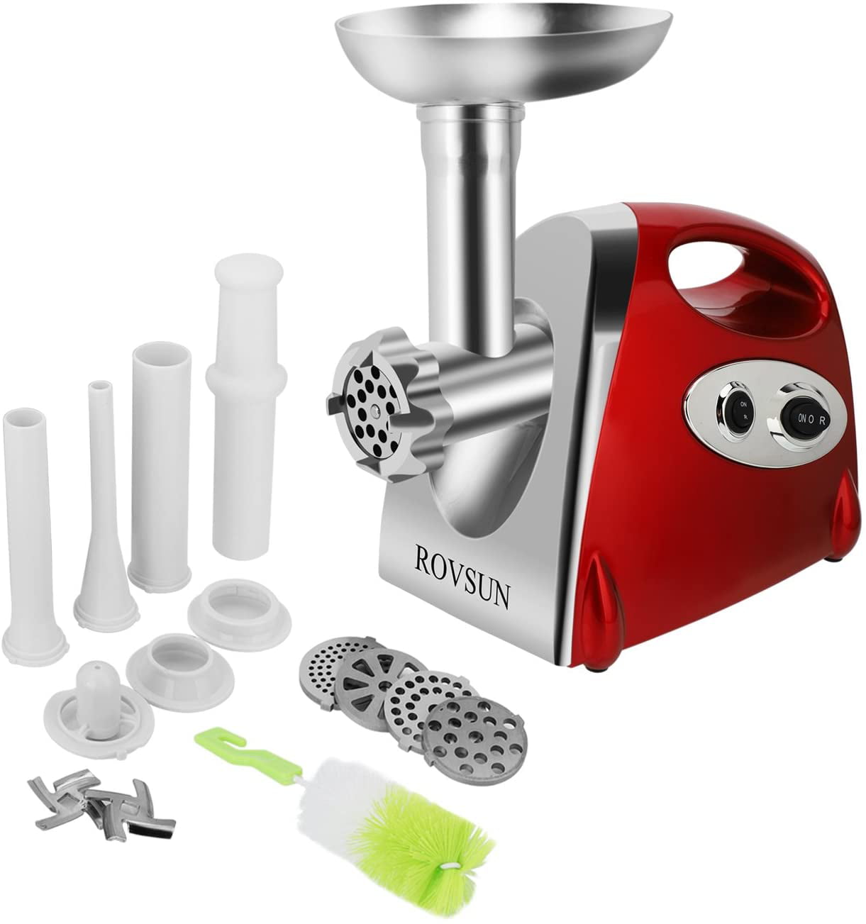 Lovinland Electric Meat Grinder Meat Machine Sausage Maker Meat Mincer Sausage Stuffer with Four Cutting Plates Red