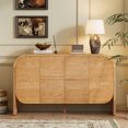 thumbnail image 3 of Harper & Bright Designs Arched Buffet Cabinet with Doors, Wood Sideboard Cabinet with Storage and Adjustable Shelves for Living Room, Kitchen, Natural, 3 of 18