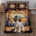 thumbnail image 2 of Mummy English Springer Spaniel Happy Halloween with Pumpkins Bats Spooky Fun Quilt Bedding Set Springers Dog Lover Gifts 1 Blanket Bed Cover 2 Pillowcases - 00019, 2 of 5