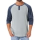 thumbnail image 1 of Camisetas de hombre estilo CHIC INSPIRE, de manga larga raglán, casual, tipo béisbol, Henley, en gris y azul marino, 1 of 6