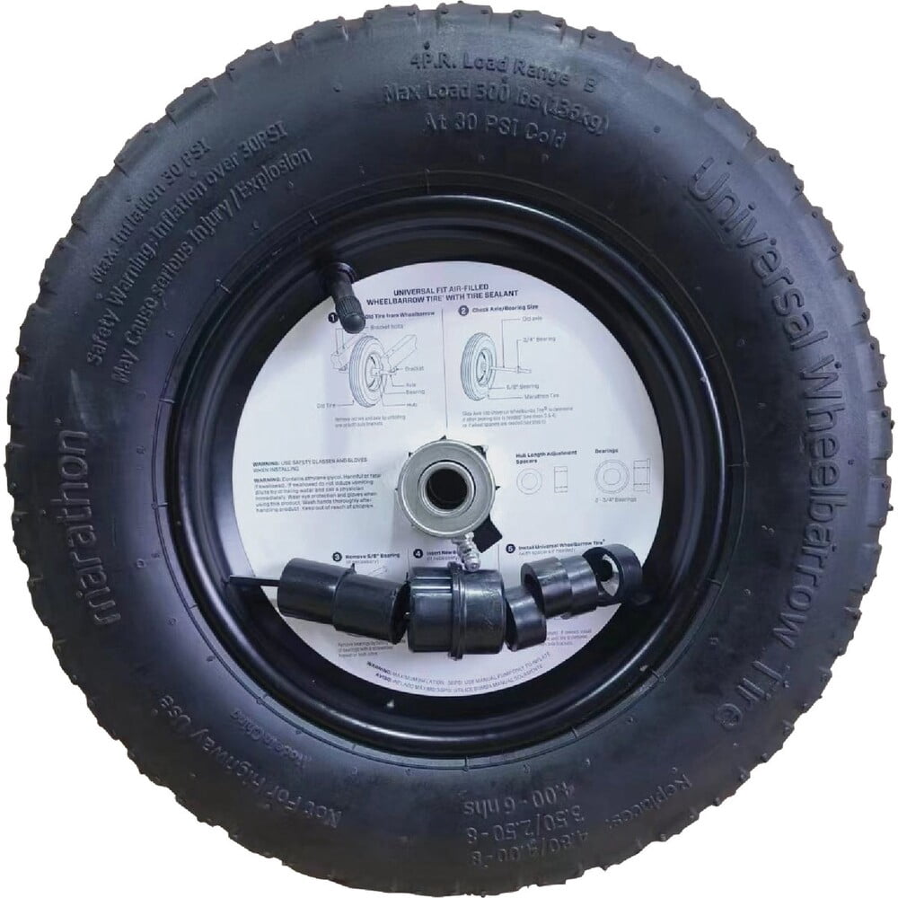 Marathon Universal Fit Wheelbarrow Tire with Flat Free Tire Sealant 20265-S