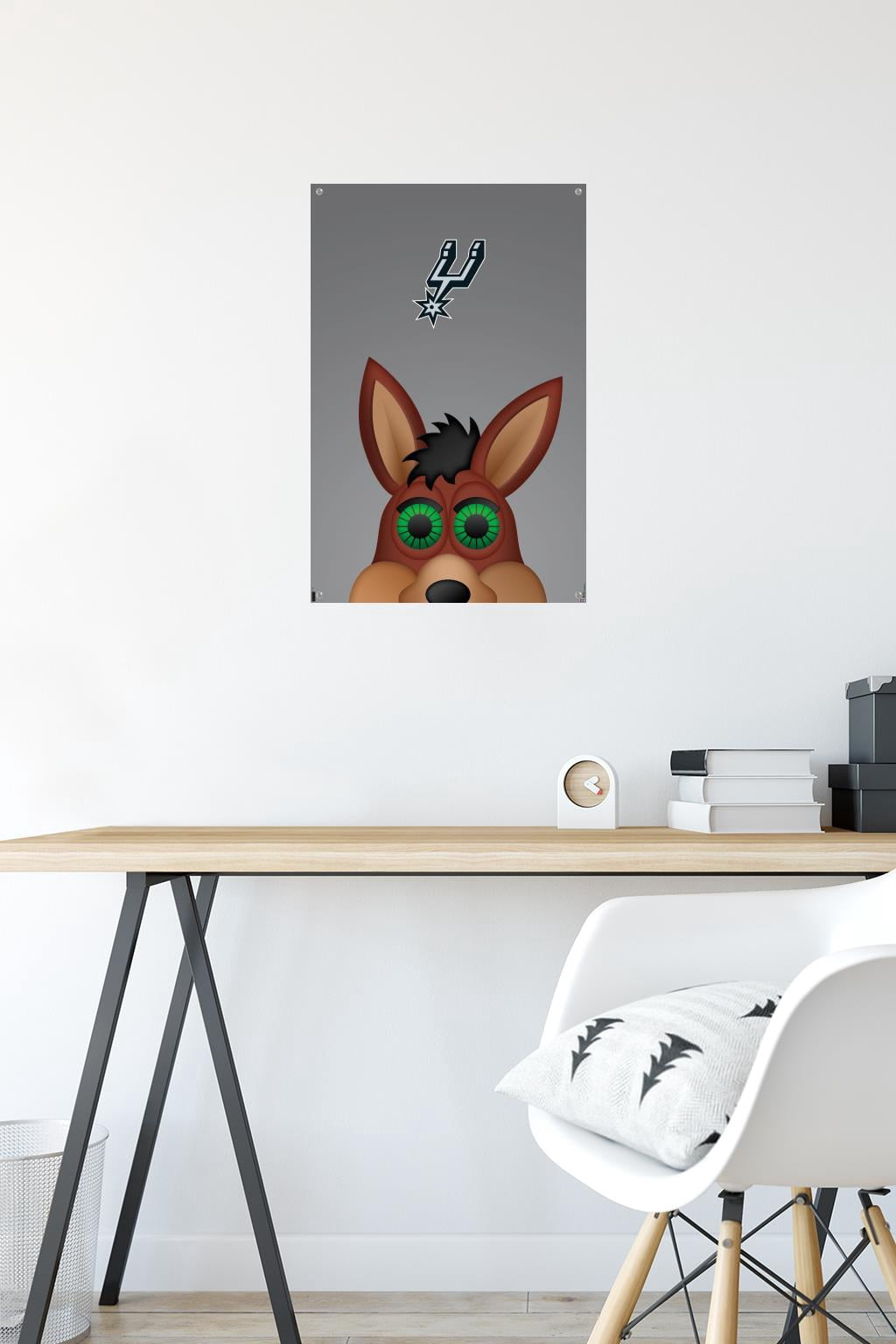 NBA San Antonio Spurs - S. Preston Mascot Coyote Wall Poster with Pushpins, 14.725" x 22.375"