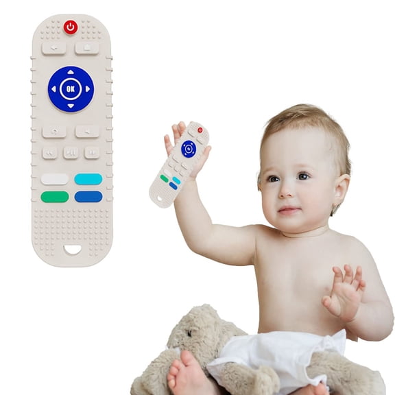 Baby Remote Control Toy with Teether, Educational Learning Toy for Infants 6  Months, Interactive Volume Buttons & Numbers, Fine Motor Skills Development, Early Cause & Effect Cognition