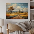 thumbnail image 2 of Designart "The Wheat landscape With Cypresses By Vincent II" Landscapes Print on Natural Pine Wood, 2 of 5