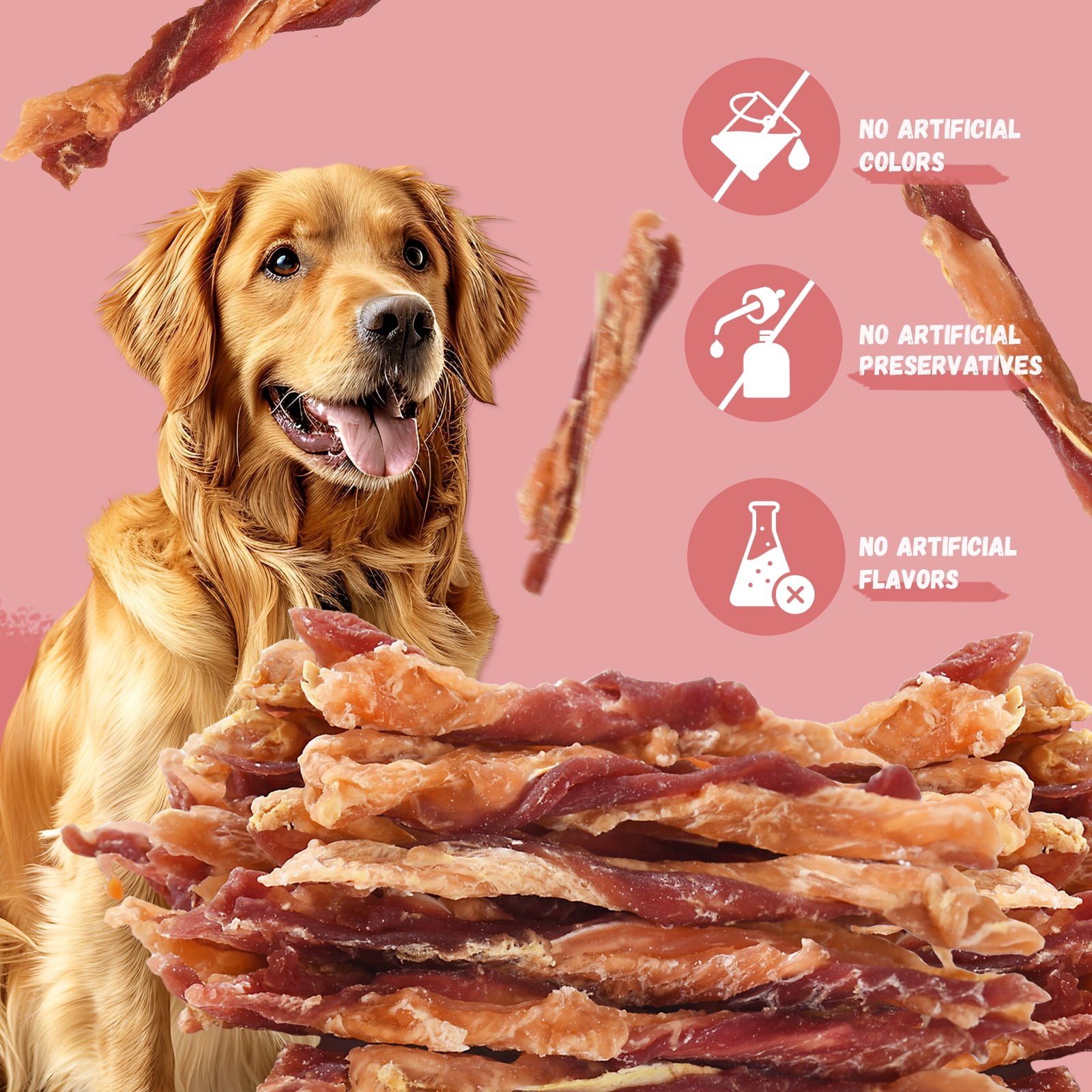 (2 pack) Pawmate Chicken Jerky & Duck & Cod Twist Dog Treats, Premium Pure Meat Snacks for All Dogs, 28-29 Count