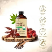 Botanic Hearth Castor Oil (2 fl oz) | USDA Certified Organic | 100% Pure & Hexane Free | Cold Pressed |Promotes Growth for Eyelashes, Eyebrows & Hair | Includes Eyebrow & Eyelash Brush
