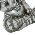thumbnail image 6 of 11" x 12" Silver Polystone Meditating Ganesh Sculpture with Engraved Carvings and Relief Detailing, by DecMode, 6 of 10