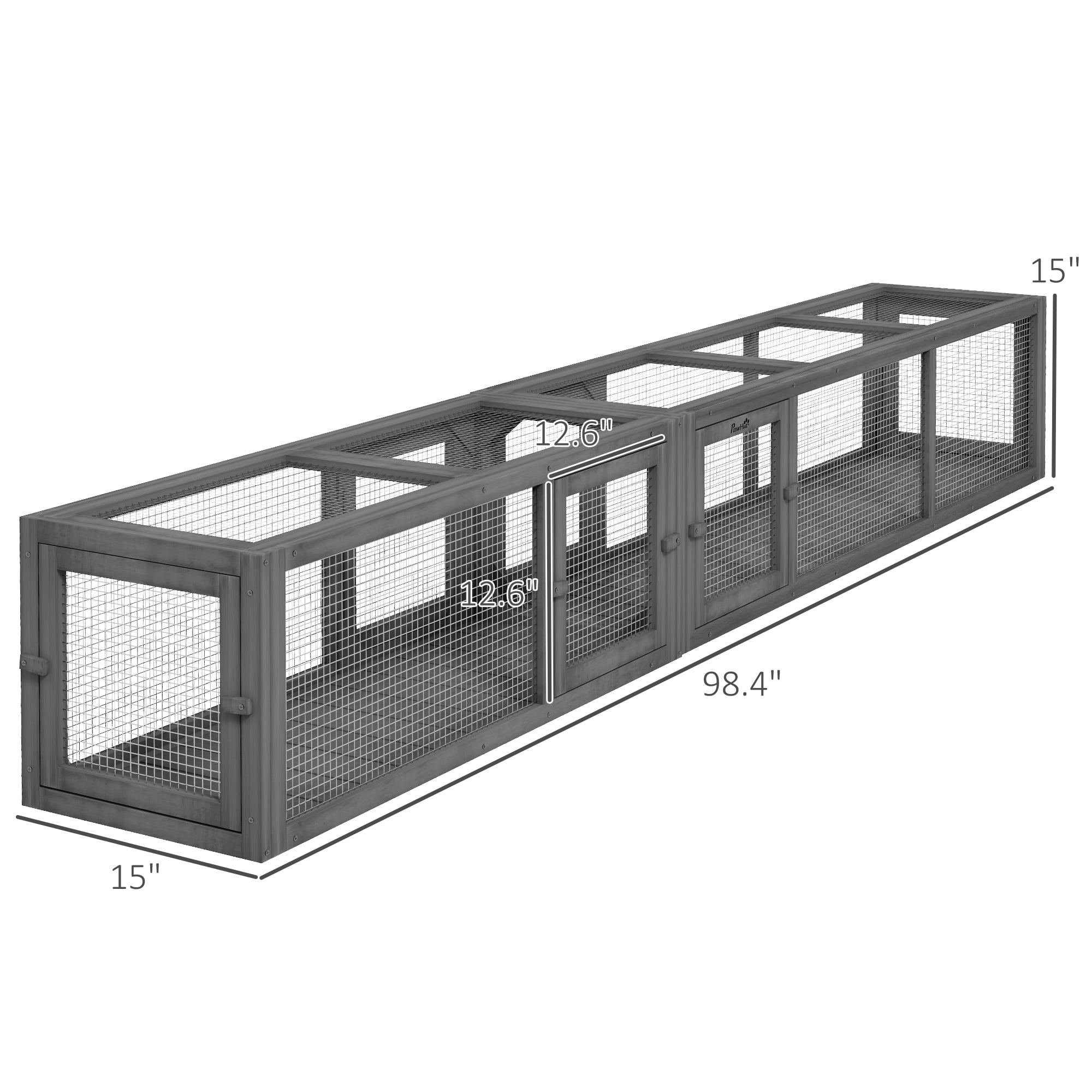 Dog Bed PawHut Cat Tunnel Outdoor, Wooden Cat Tube with Combinable Design, 8 Doors, 98" Cat Toys for Kitty, Puppy, Pet, House, Window, Cage, Dark Gray,Large Dog Bed