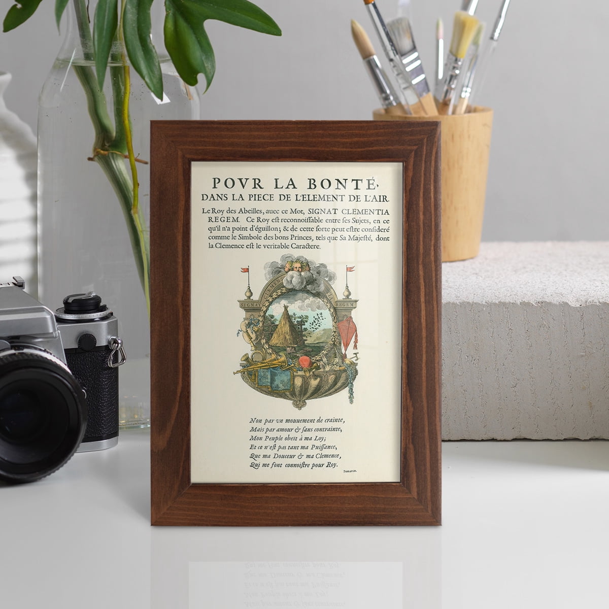 Printed Embellished Bookplate III - Framed Print w/glass - Chestnut