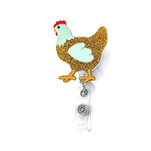 Cute Chicken Badge Reel Retractable with Alligator Clip for Nurse Doctor Medical Assistant Nursing Student and Teacher ID Badge Holders