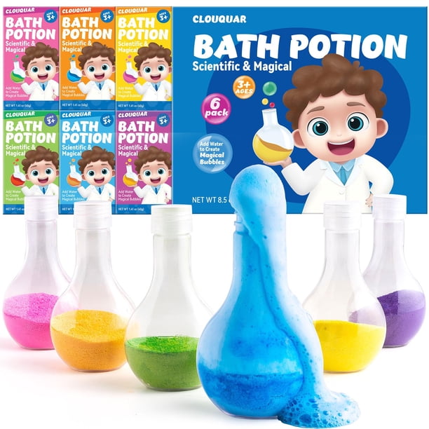 Bath Bomb Potions CLOUQUAR Kids, paquete de 6 unidades, baño gaseoso no tóxico