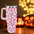 thumbnail image 2 of Halloween Tumbler, Cute Pink Ghost Skull Tumbler with Handle and Straw, 40 oz Stainless Steel Insulated Water Bottle Halloween Gifts for Women, 2 of 6