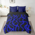 thumbnail image 2 of Erosebridal Black Blue Bedding King Size,Modern Geometric Comforter Sets With Sheets,Abstract Wave Lines Bedding Sets King Size, Breathable Bedroom Decorative,7Pcs Reversible, 2 of 5