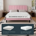 thumbnail image 5 of Einfach King Size Platform Bed Frame with Upholstered Velvet Vertical Headboard, Pink, 5 of 6
