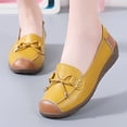 thumbnail image 6 of Hinvhai Women's Casual Leather Flats Shoes Comfort Soft Bottom Slip-on Loafers Non-Slip Round Toe Fashion Driving Walking Shoes Yellow 9.5(43), 6 of 9