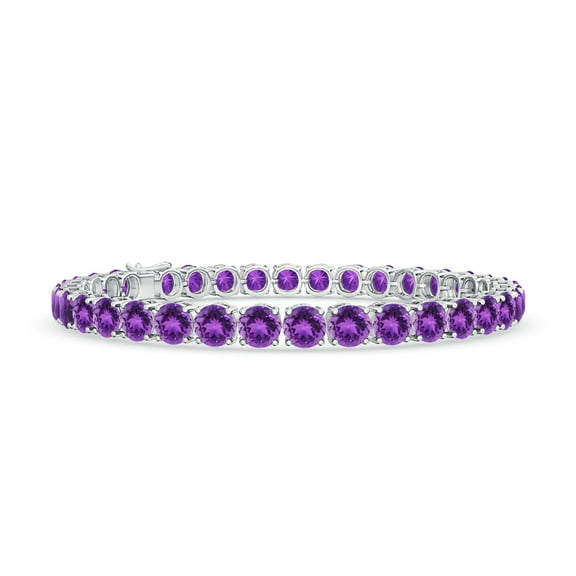 ANGARA Natural Classic 15.75 ct Amethyst Linear Tennis Bracelet in 925 Sterling Silver for Women (Size-5mm) | February Birthstone, Anniversary, Jewelry Gift for Women | Natural Amethyst Bracelet