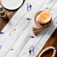 thumbnail image 3 of Purple Lavender Table Runner - 72 Inch Long Spring Floral Daisy Butterfly Leaves Gray Cotton and Linen Blended Dress Scarves Farmhouse Table Runner for Kitchen Dining, Coffee Table, 13" x 72", 3 of 8