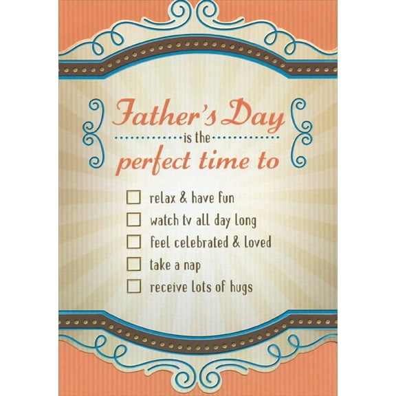 Designer Greetings Perfect Time: Tan, Orange and Brown with Blue Foil Father's Day Card
