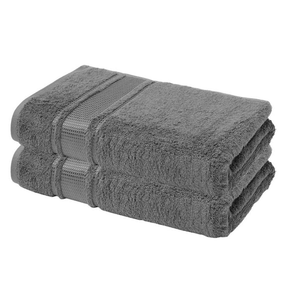 Melissa Linen, Bath Towels, Set of 2, Quick Dry Absorbent Cotton, Bathroom Towels, Dark Gray