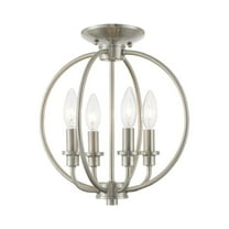 Traditional Farmhouse Four Light Chandelier-Brushed Nickel Finish Bailey Street Home 218-Bel-1260976