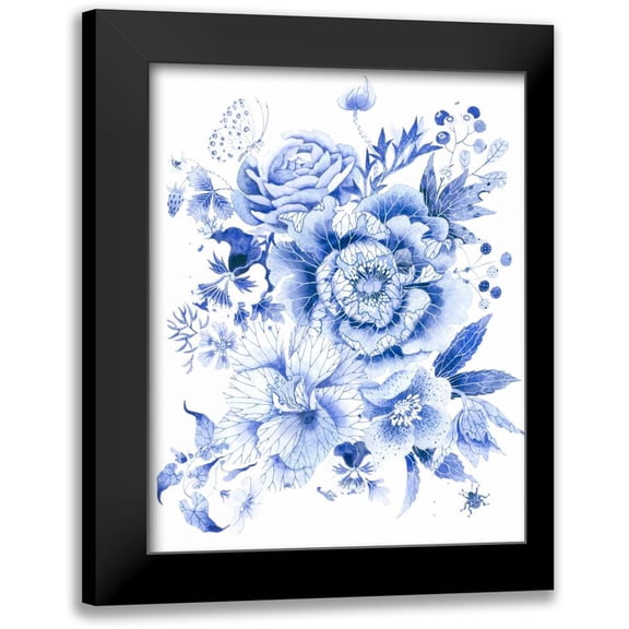 Malpas, Gabby 12x14 Black Modern Framed Museum Art Print Titled - Delft Blue Garden 1
