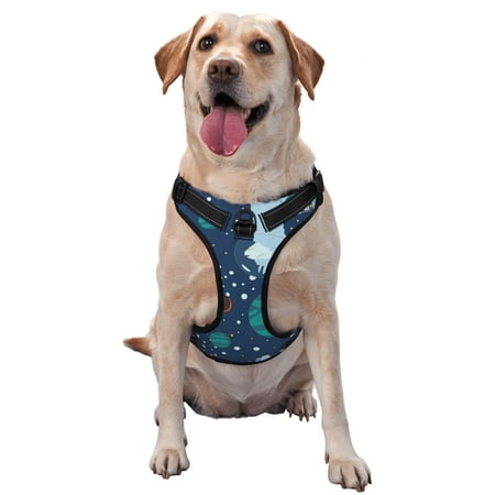 Naloa Alpaca Astronaut in Space Pet Harness Vest with Traction Rope Adjustable No-Choke Dog Vest for Outdoor Walking - Medium
