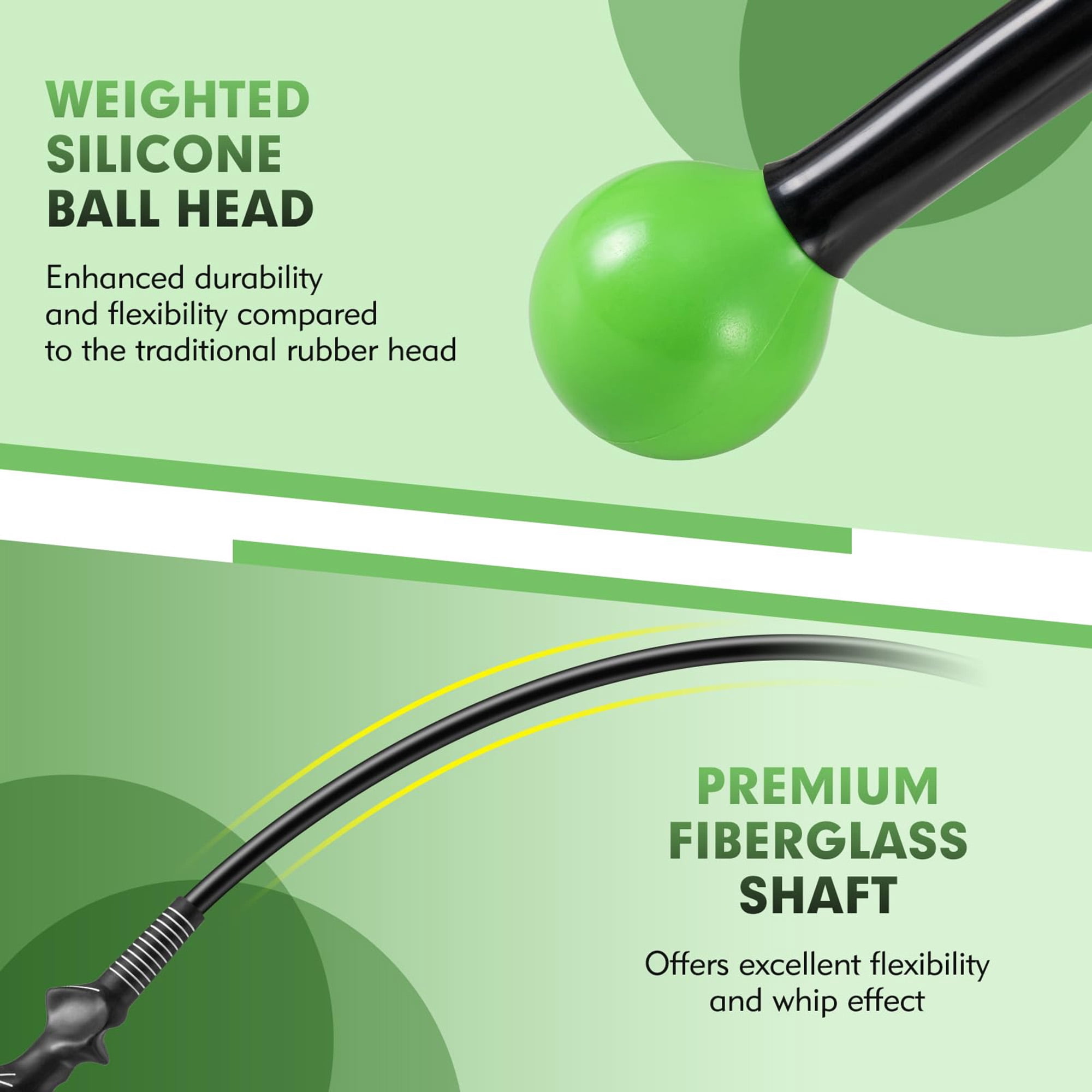 Right Handed Golf Swing Speed Trainer, Warm Up Stick with Grip Guide for Balance Tempo Strength, Weighted Golf Club for Indoor Outdoor Practice, Green