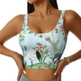 thumbnail image 3 of Goofa Chinoiserie Floral Palm Tree Printed Sports Bras for Women, High Impact Running Bra Workout Crop Tank Tops Longline Sports Bra Push up-Large, 3 of 9