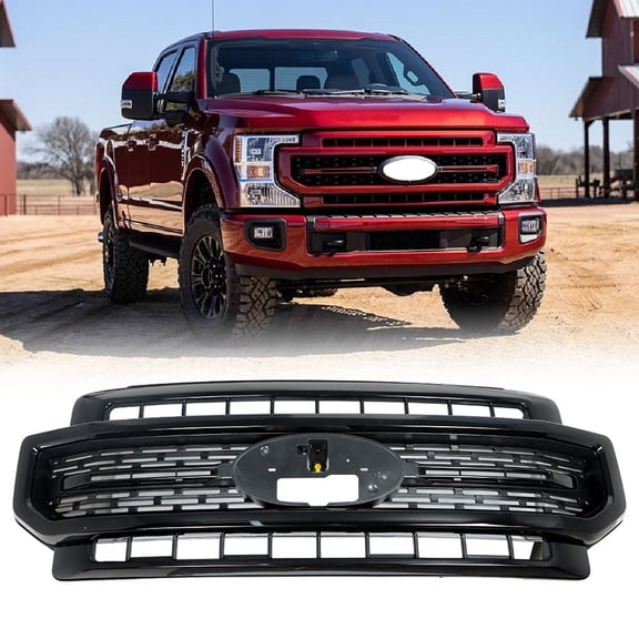 Fit For 2020 2021 2022 Ford F-250 F-350 Plastic Front Upper Black Bumper Grille