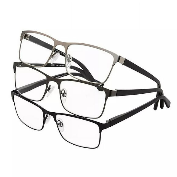 M.M Lunettes de Lecture Rectangulaires en Métal designer Grossissement : +1.75 (3 pack)