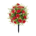 thumbnail image 2 of Composition Florale Artificielle Réaliste au Sol - Roses et Eucalyptus Artificiels Réalistes, Décoration Végétale en Plastique, Rouge, JKODE, 2 of 8