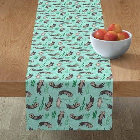 

Cotton Sateen Table Runner 72 - Otters Otter Ocean Seaweed Aquatic Animals Kelp Cute Nautical Animal Print Custom Table Linens by Spoonflower