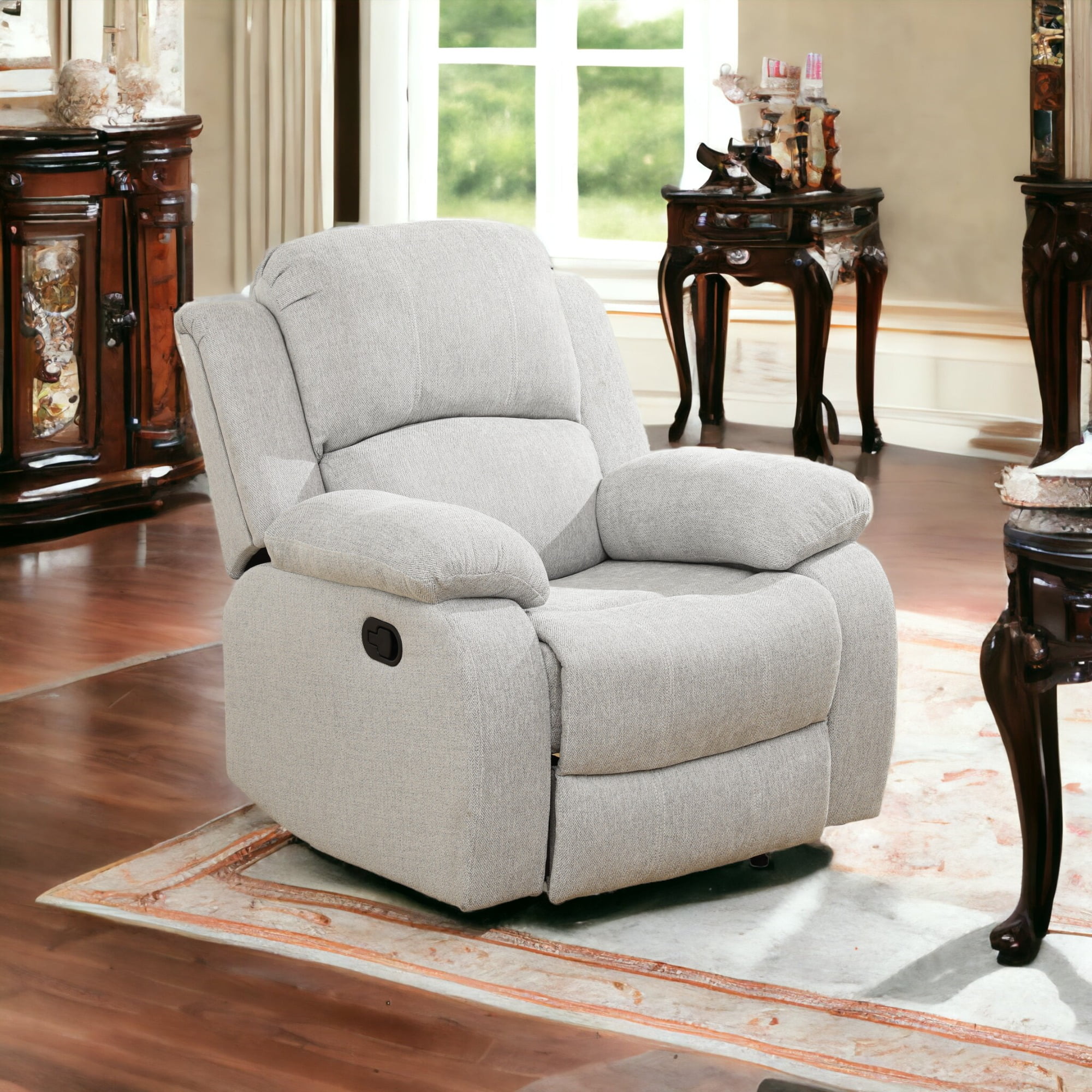 JESTOP Manual Recliner Chair, Overstuffed Faux Leather or Upholstered Single Sofa for Living Room Bedroom