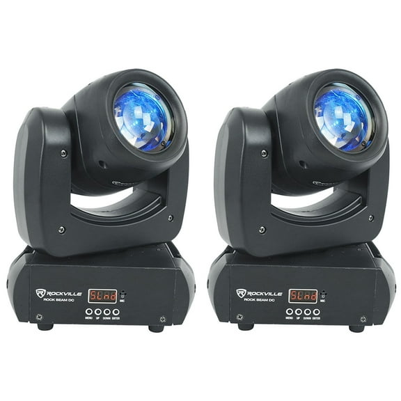 2) Rockville Rock Beam DC DJ Club Stage Pro Moving Head Lights 8 Gobos 18 Prisms