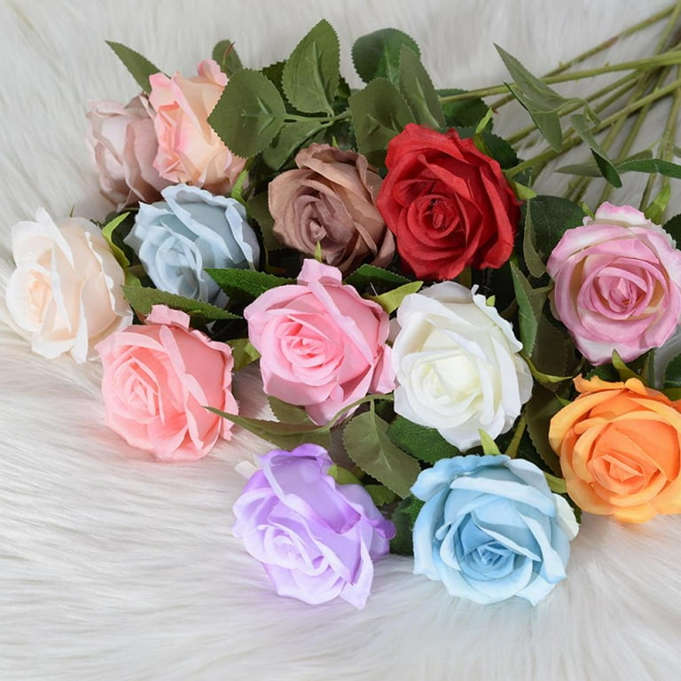 24/72pcs Mini Silk Stamen Artificial Rose Flowers Bouquet Wedding