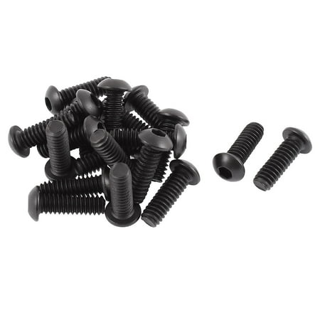 Viti Testa Tonda Esagonale 1/4-20 X 1/4 Pollice | Acciaio Legato, Finitura Nera, Confezione Da 10