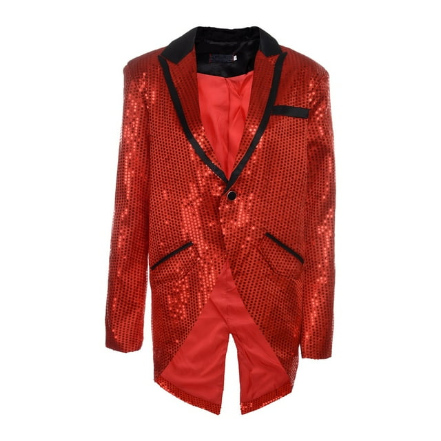 TheFound Blazer à Sequins pour Hommes Costume Formel à un Bouton Manches Longues Smoking